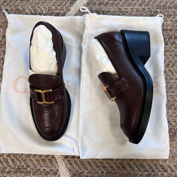 Chloe Marcie Embossed Loafer Pumps Sz 38.5 - Picture 1 of 10